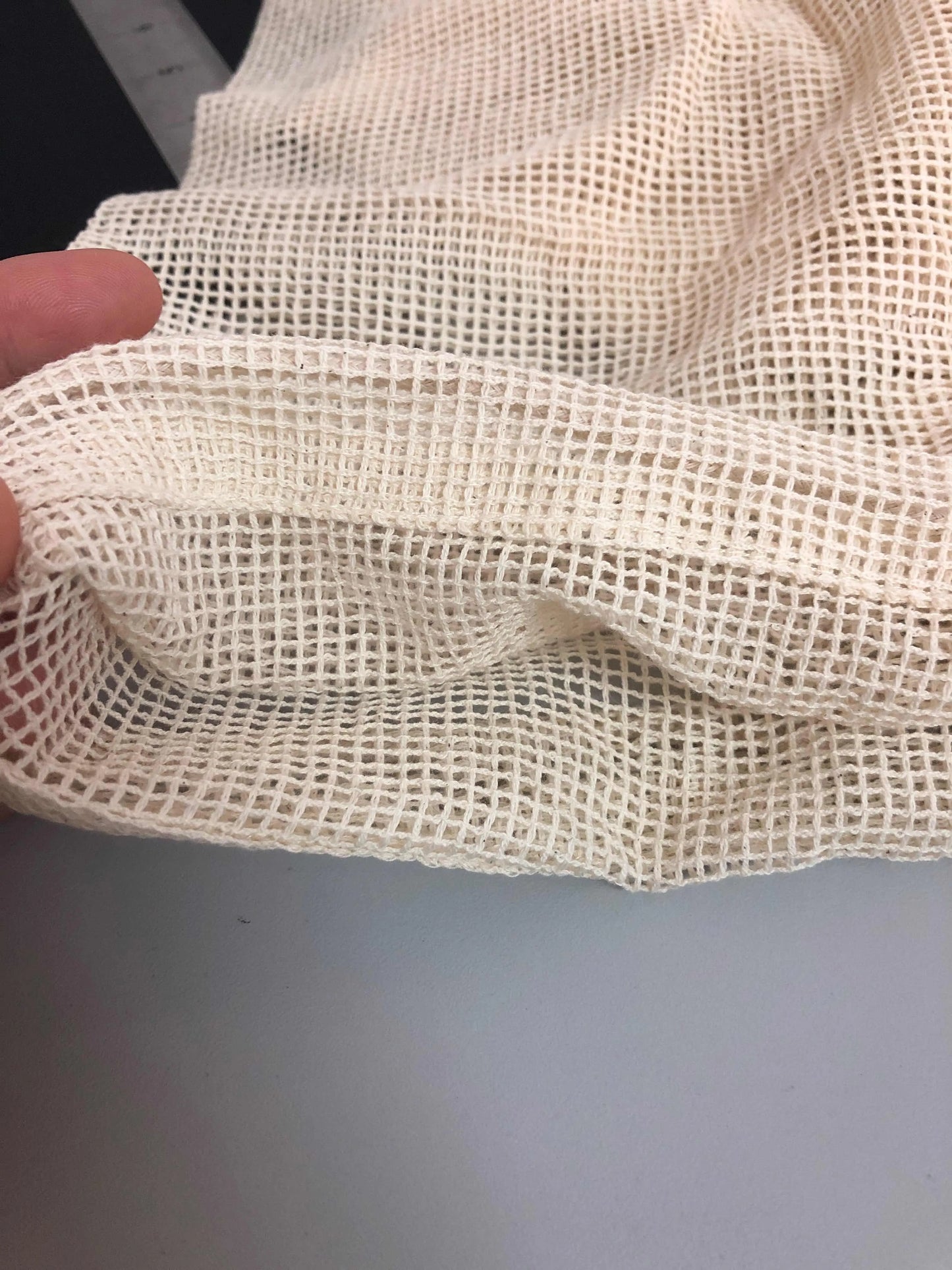GOTS Certified Reusable Organic Cotton Mesh Bags for Fruits and Vegetables Striped Pattern Eco-Friendly Market Shopping Net